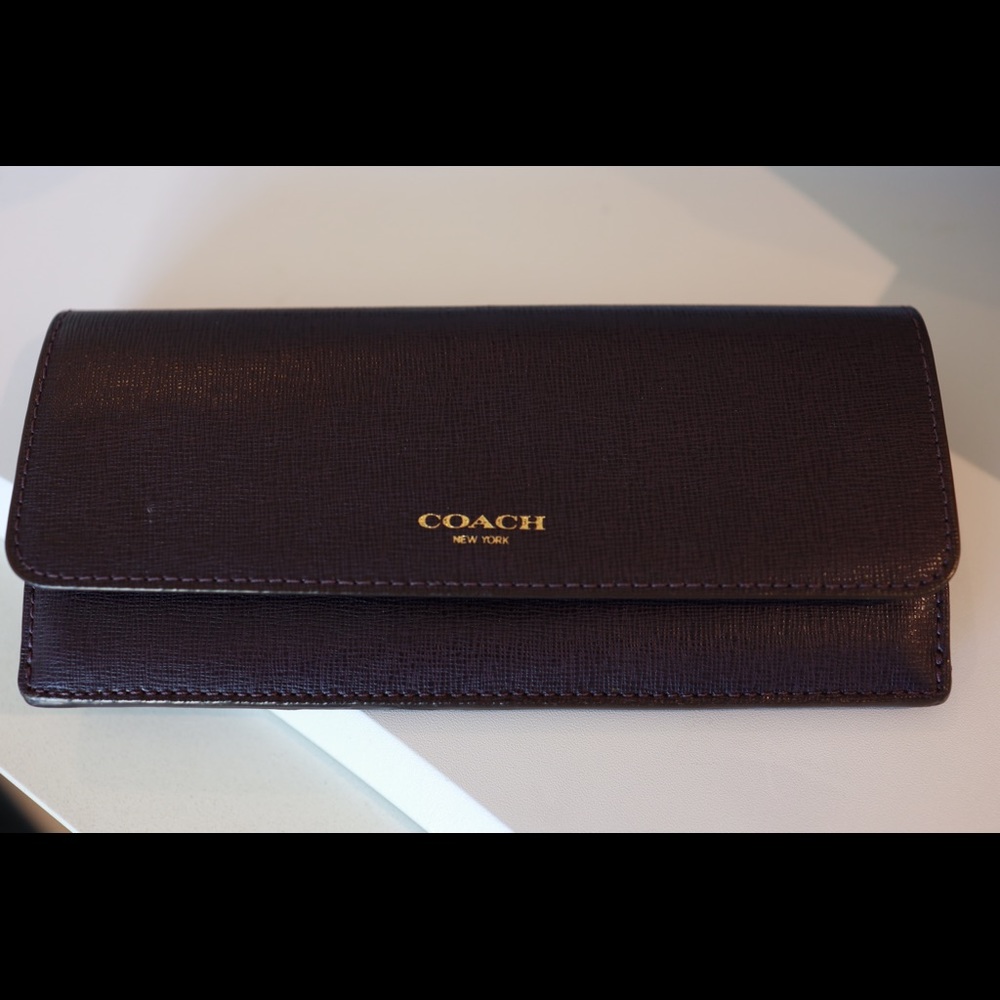 Coach long wallet, purple with gold hardware, see photos for condition